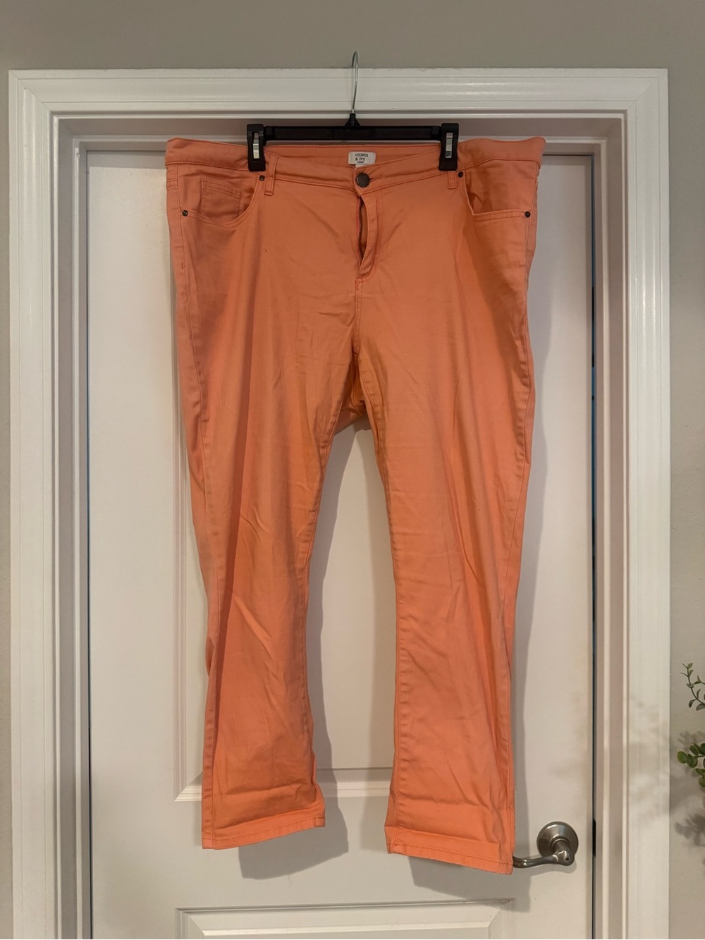 crown & ivy Women's Peach-Orange Straight Pants